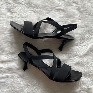 Stuart Weitzman Black Heels Size 8 w/ Elastic Straps
